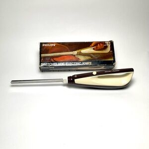 Philips Switchblade Electric Knife Model Q593 Vintage Brown, Original box, Works